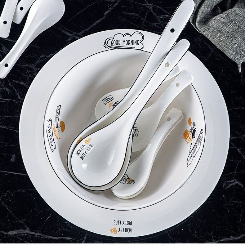 Ceramic Soup Spoon Yo Laifu Large White Phnom Penh Extra Large Soup Spoon view 4