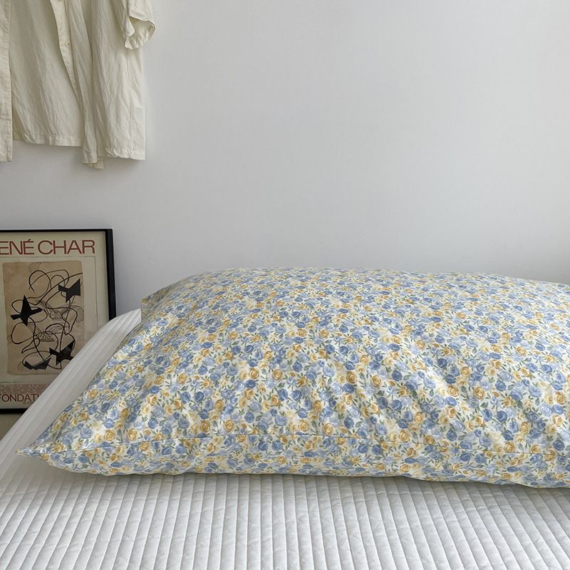 Lu Mi Er Pillowcase Cotton Twill Vintage Flower 48x74 100 cotton Korean purple view 4