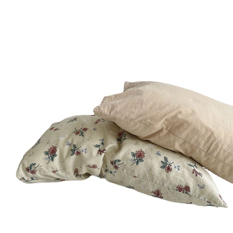 Lu Mi Er Pillowcase Cotton Twill Vintage Flower 48x74 100 cotton Korean purple view 6
