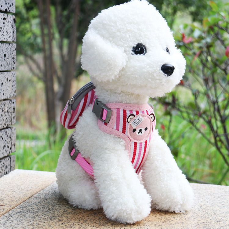 Zichen Nylon Dog Harness Leash w/ Detachable Bag Vest Beige 1.5(M code is view 5