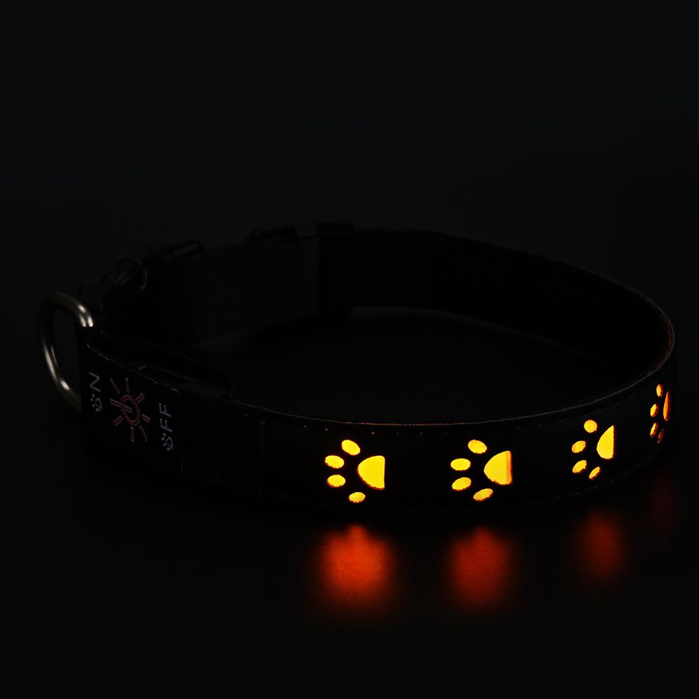 SY LED Rechargeable Nylon Dog Collar Yellow L(50-60cm) — image 1