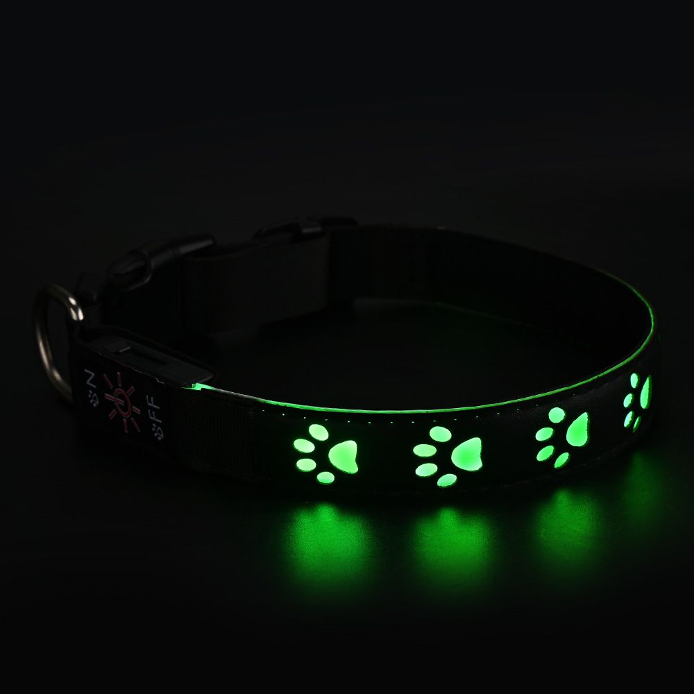 SY LED Rechargeable Nylon Dog Collar Green XS(20-30cm) — image 1