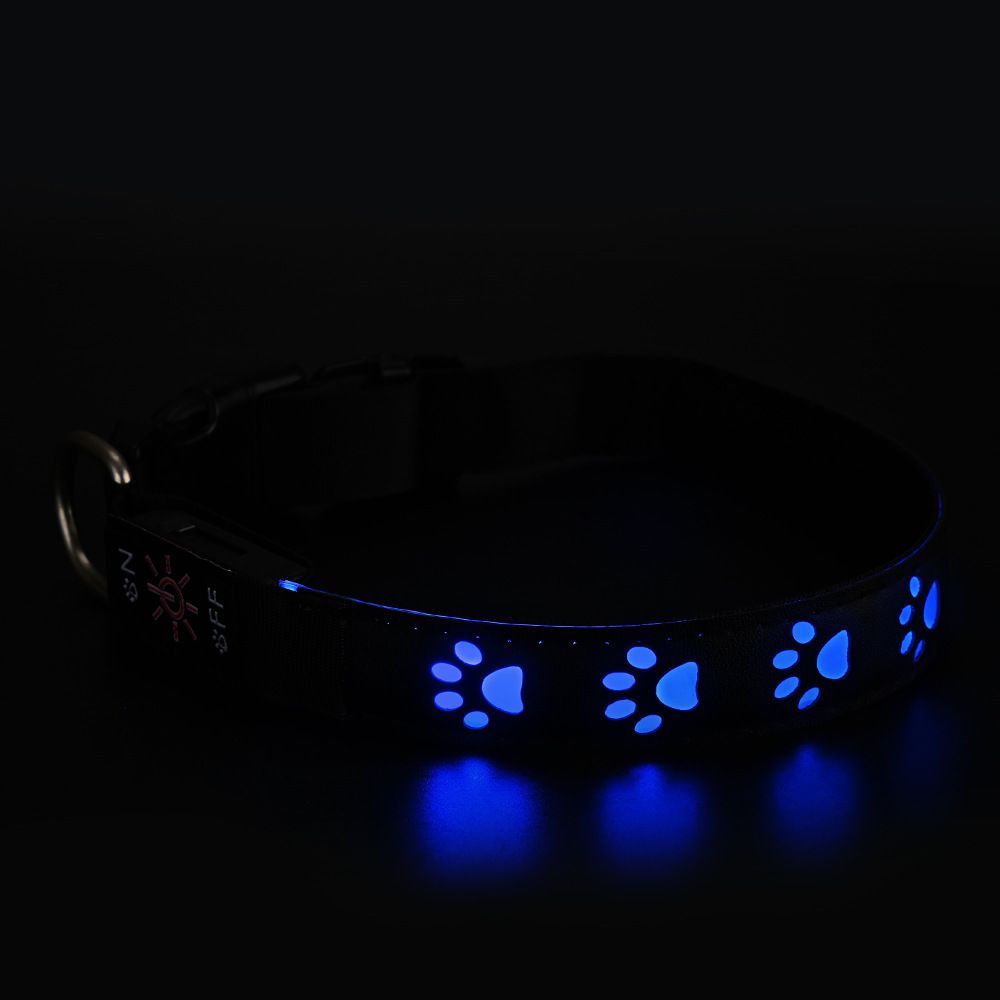 SY LED Rechargeable Nylon Dog Collar Blue S(30-40cm) — image 1
