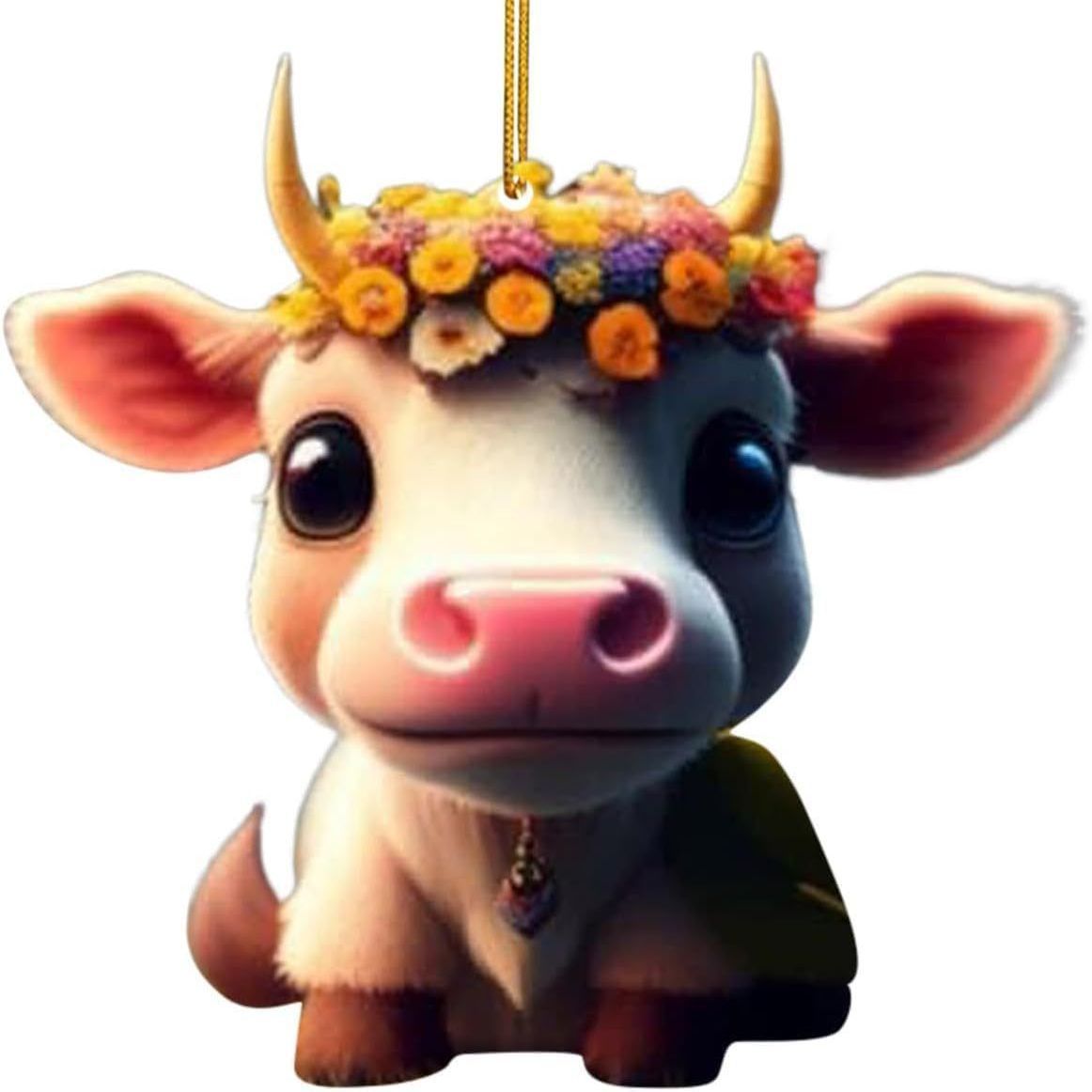 O Acrylic Christmas Cow Car Hanging Ornament Cow pendant 1 view 6