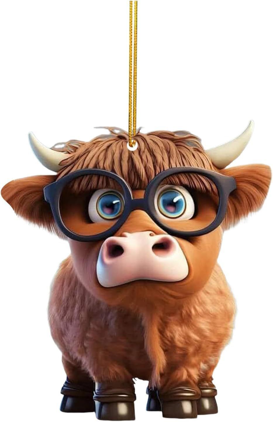 O Acrylic Christmas Cow Car Hanging Ornament Cow pendant 7 — image 1