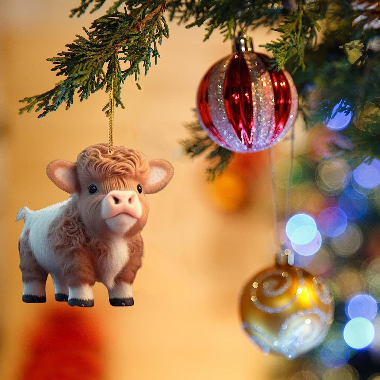 O Acrylic Christmas Cow Car Hanging Ornament Cow pendant 7 view 4