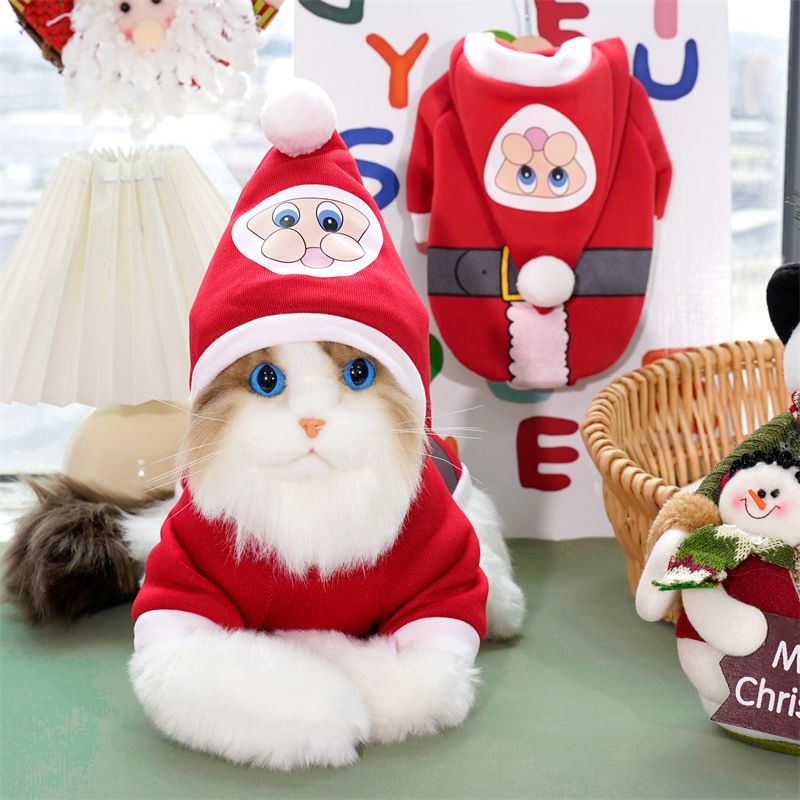 Christmas Pet Clothes Dog Cat Winter Cotton 144 red and green striped view 4