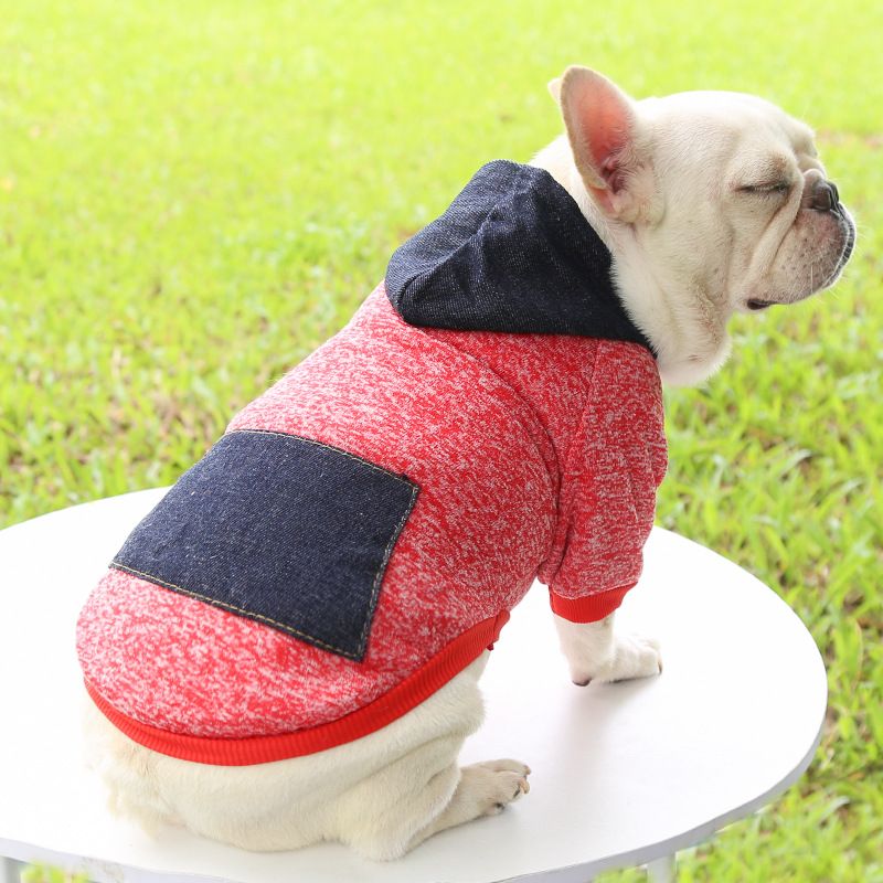 Valley Dog Pet Sweatshirt Pocket Casual Style Denim pocket sweater red XS — image 1