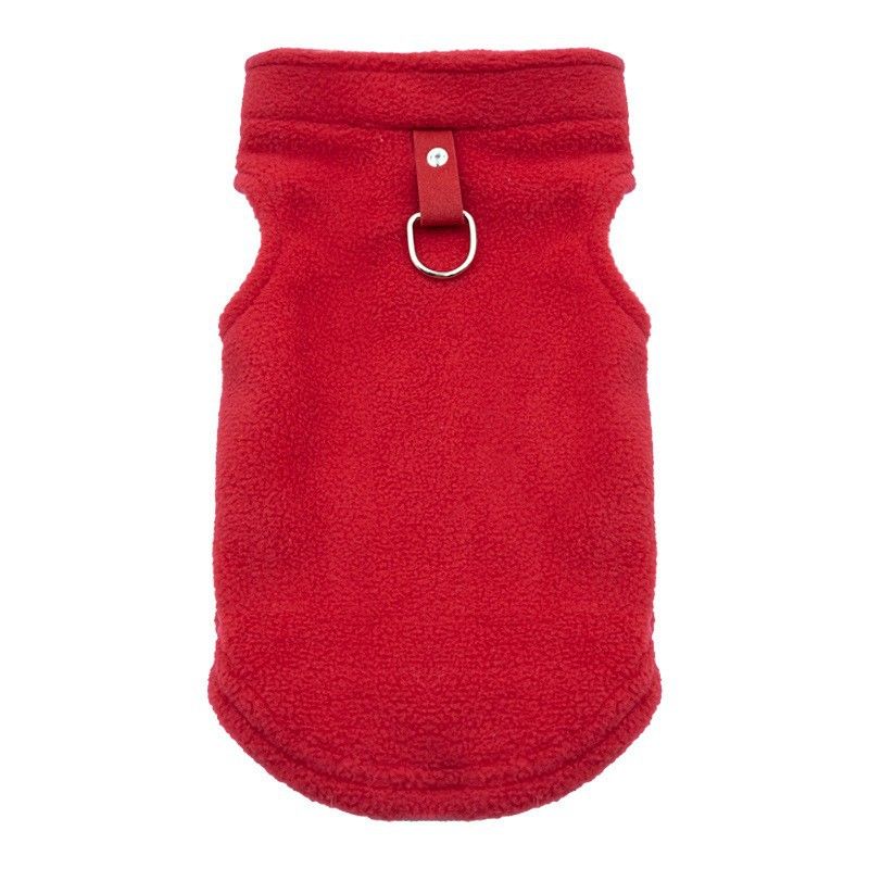 Valley Dog Pet Sweatshirt Pocket Casual Style Fleece Vest Red XL (bust 51CM — image 1