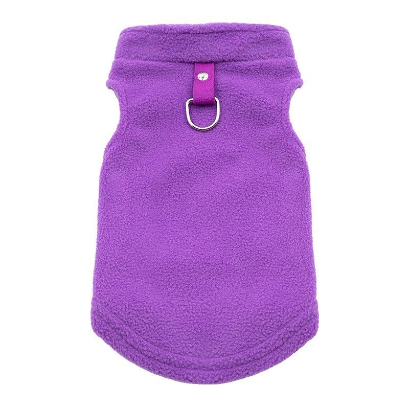 Valley Dog Pet Sweatshirt Pocket Casual Style Fleece Vest Purple L (Bust 46CM — image 1