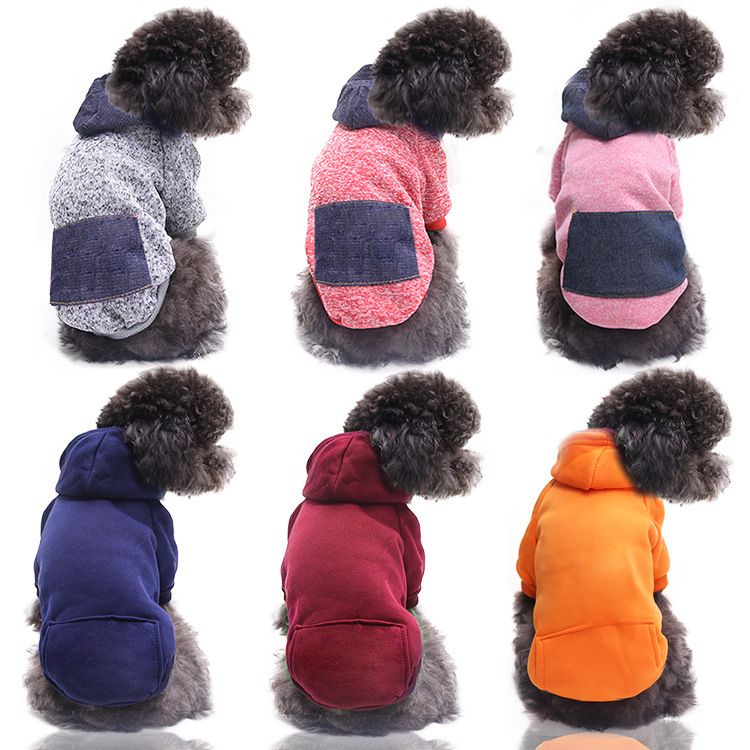 Valley Dog Pet Sweatshirt Pocket Casual Style Pocket Sweatshirt Orange S (bust view 4