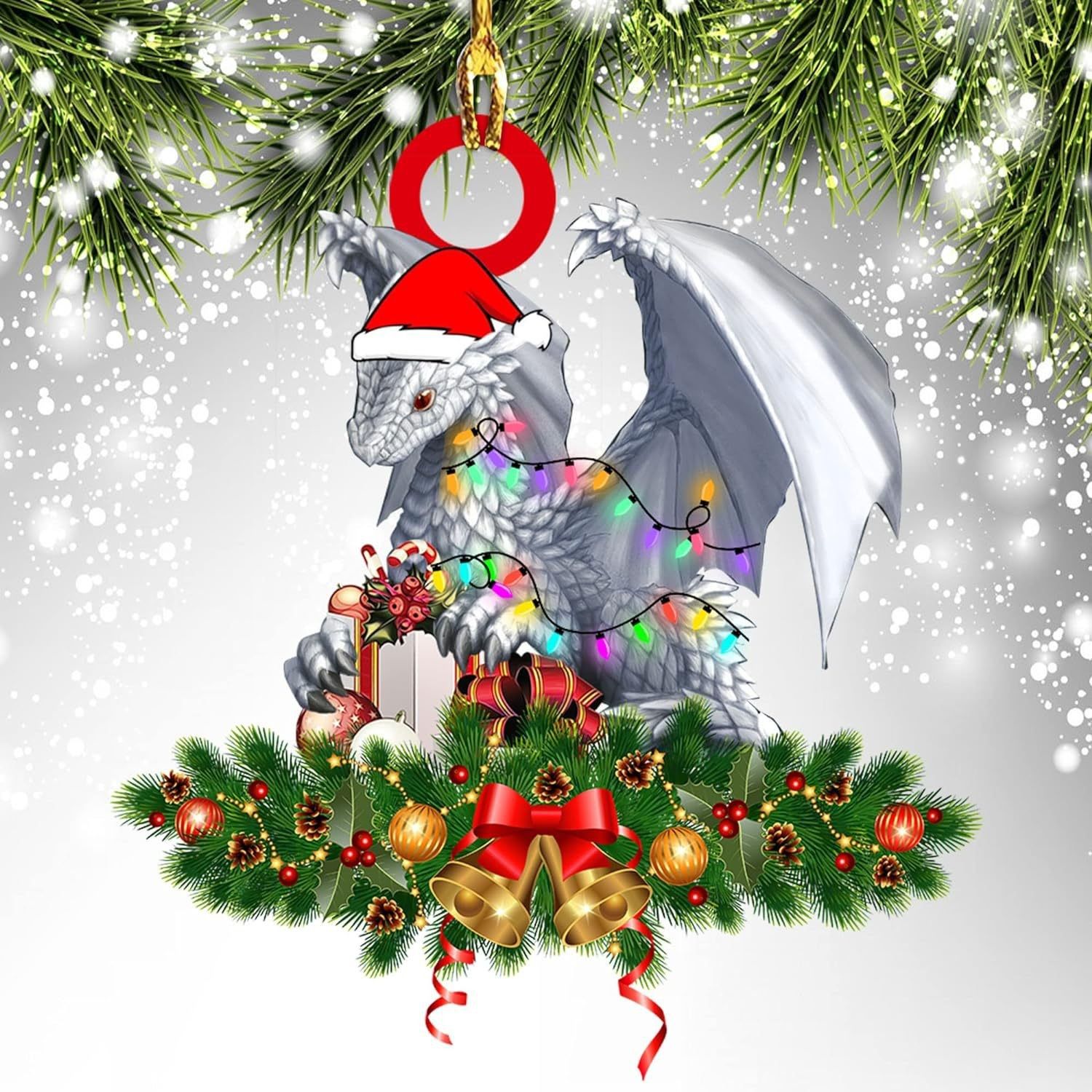 Christmas Dragon Acrylic Car Hanging Decoration view 6