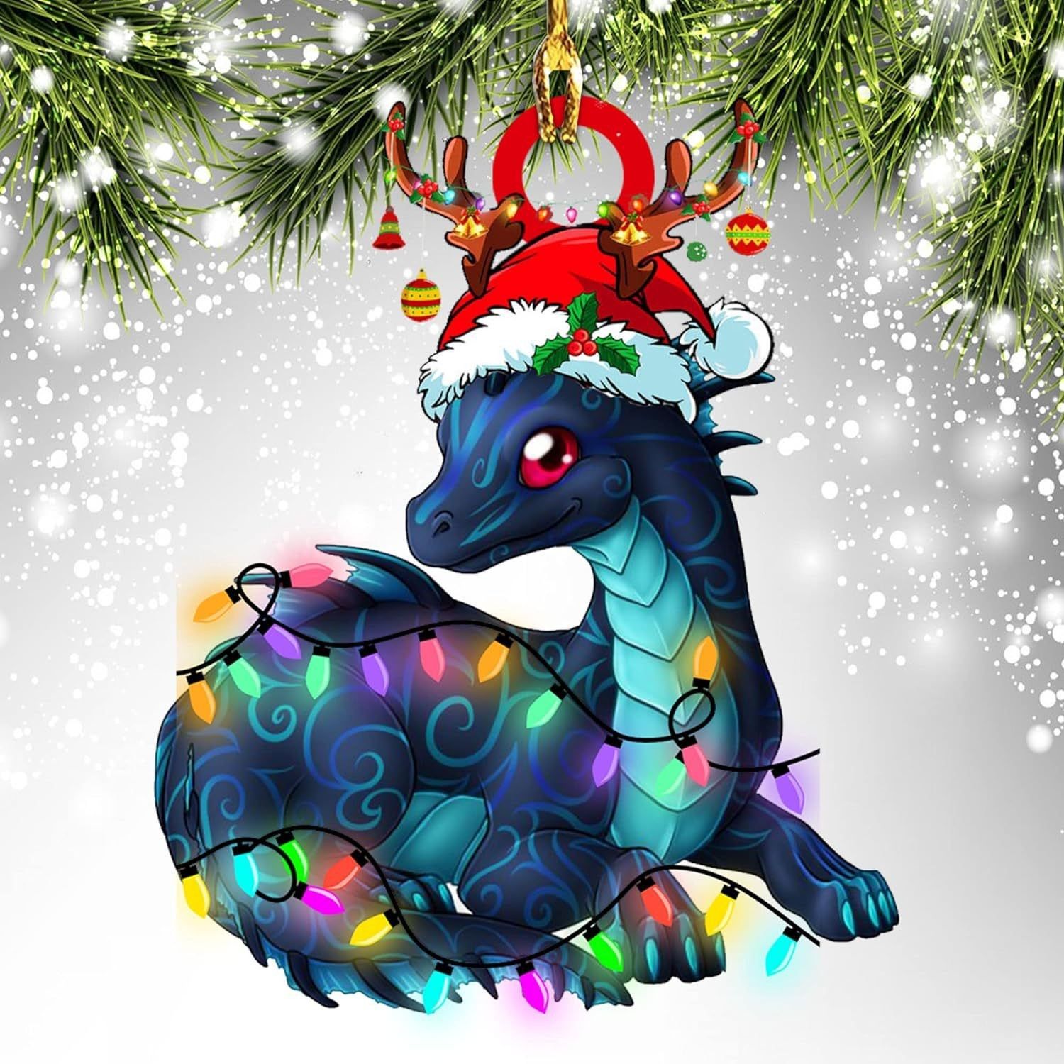 Christmas Dragon Acrylic Car Hanging Decoration G view 4