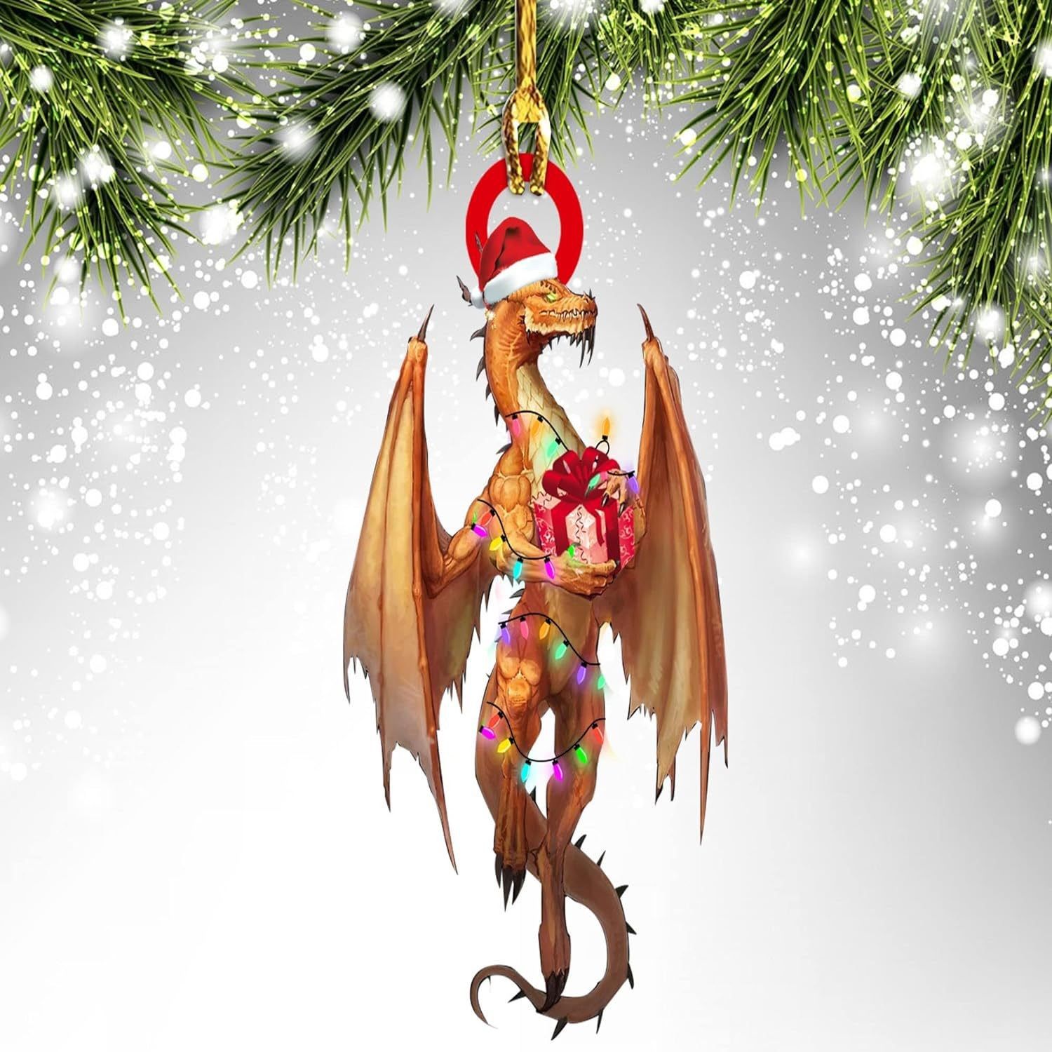 Christmas Dragon Acrylic Car Hanging Decoration G view 5