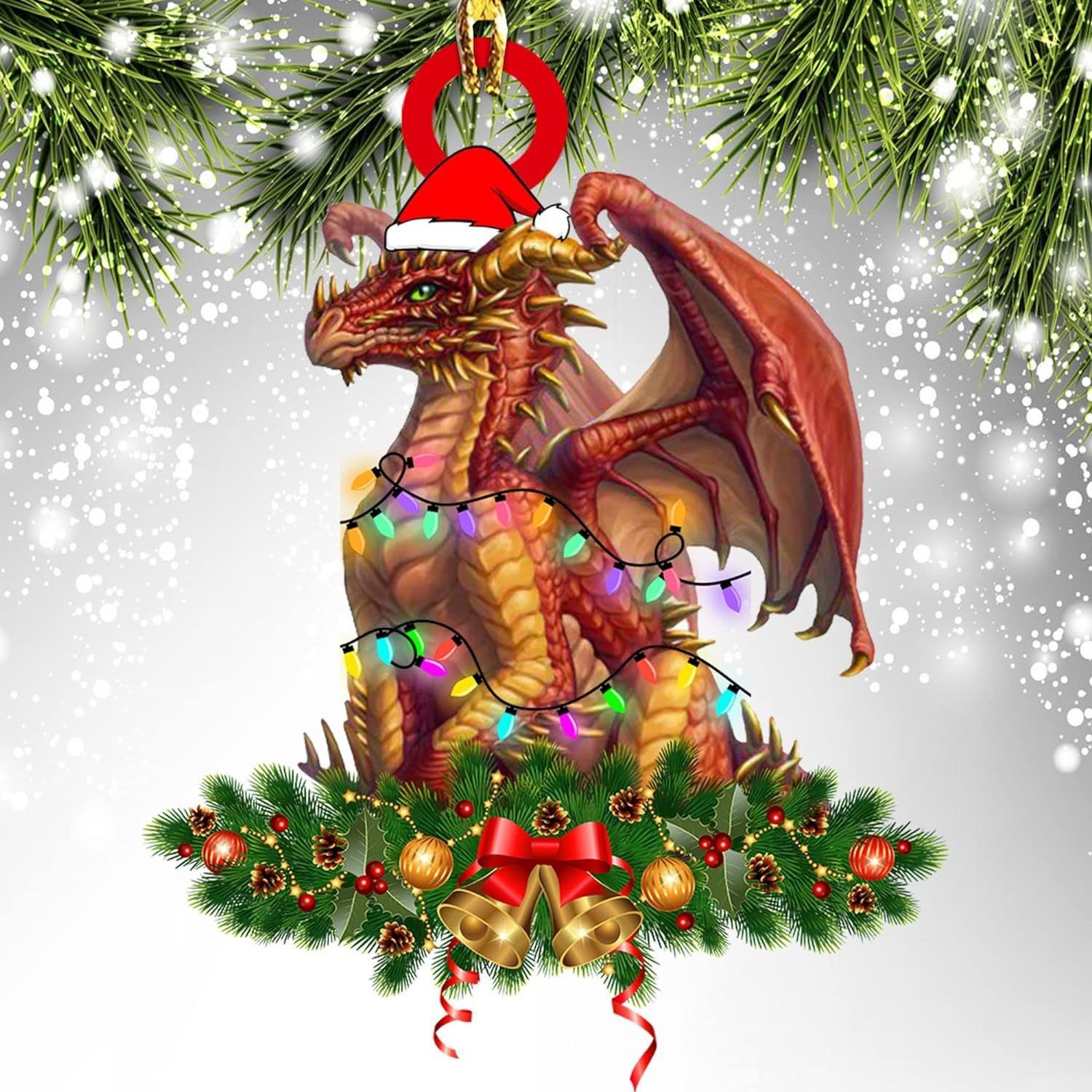 Christmas Dragon Acrylic Car Hanging Decoration M view 3