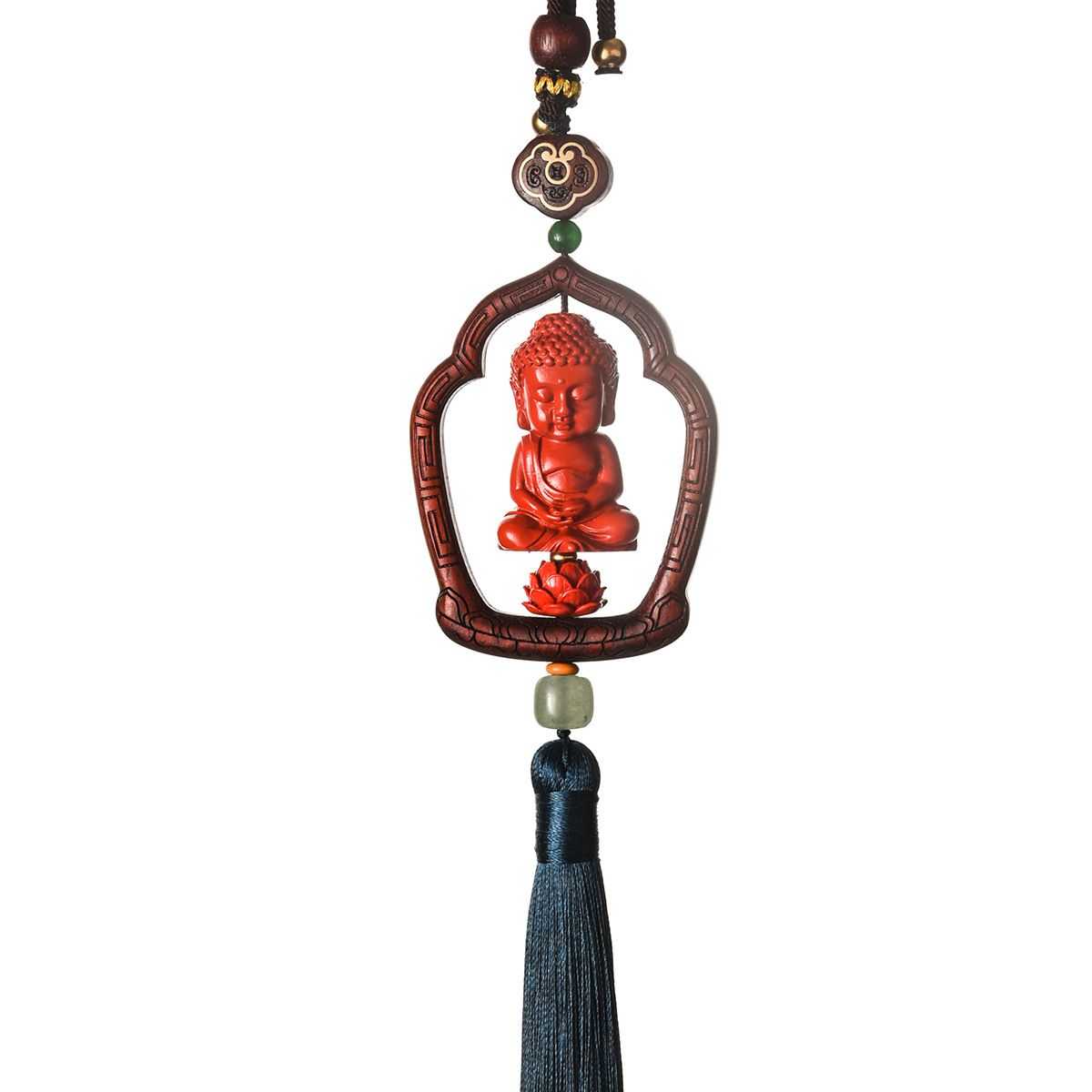 Xiangbaihui Cinnabar Buddha Guanyin Car Ornament GS144 Buddha (red tassel) view 3