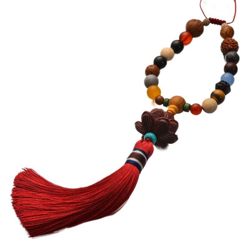 Xiangbaihui Car Pendant Bamboo Root 18 Seeds Lotus. Red tassel (blood view 2