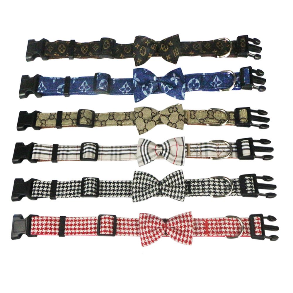 Hapi Dog Collar with Bow and Leash for Small Dogs Khaki collar + bow S (neck view 3