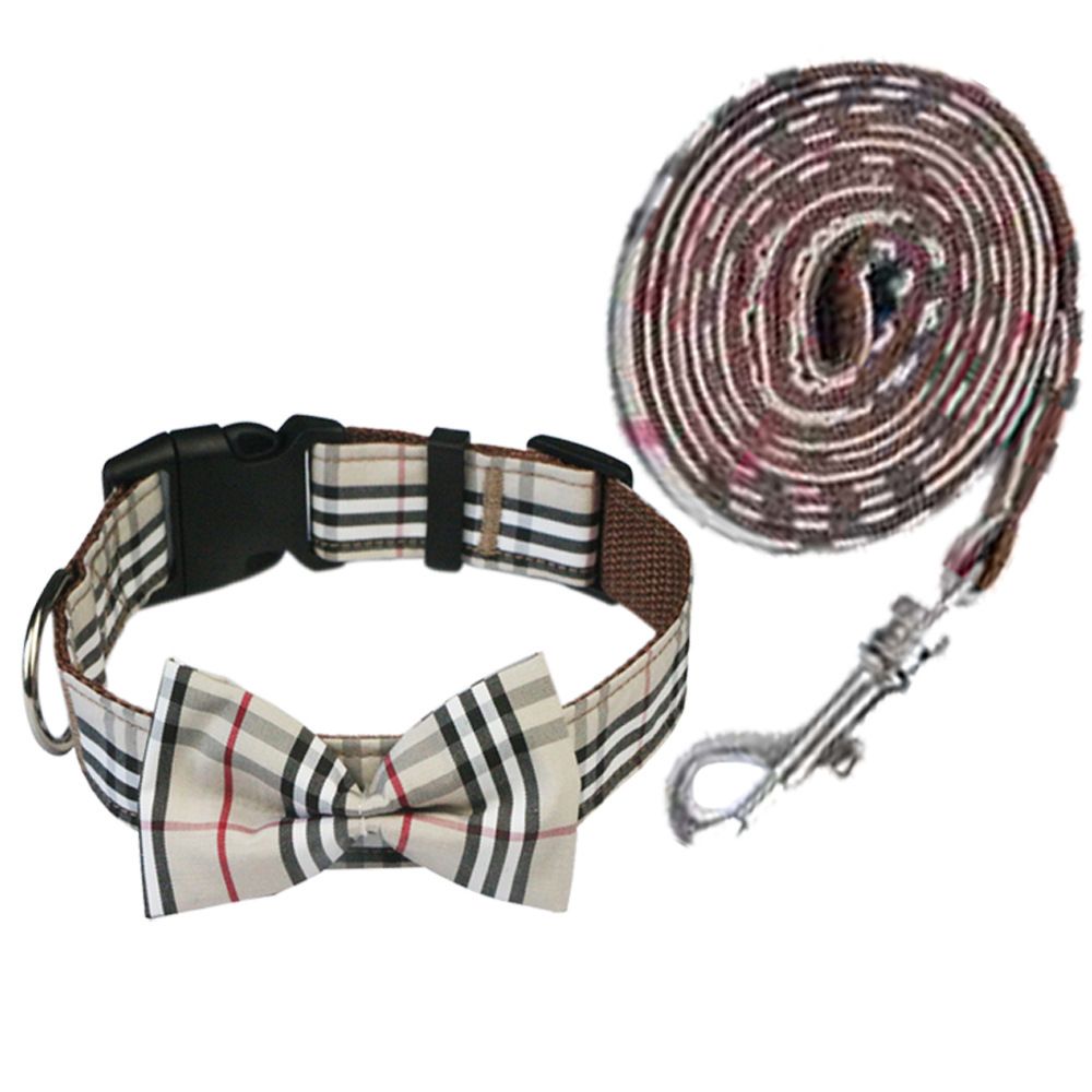 Hapi Dog Collar with Bow and Leash for Small Dogs Plaid collar + bow + — image 1