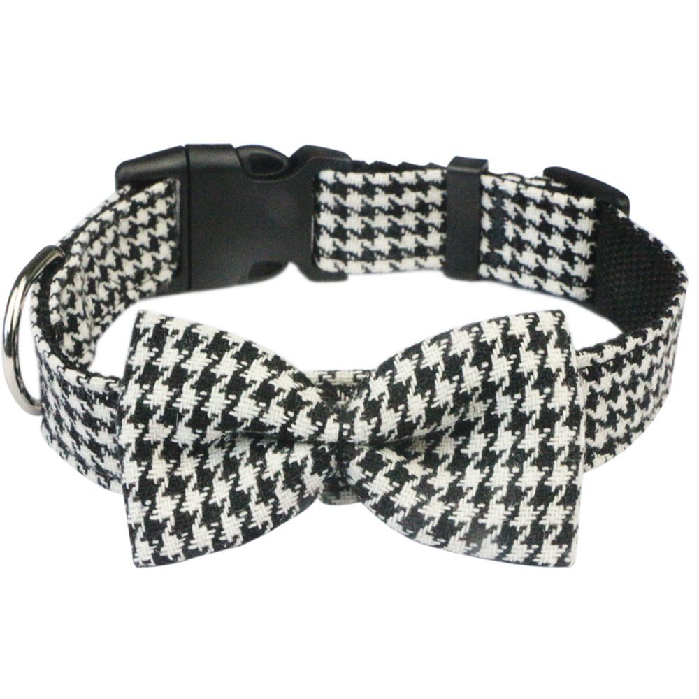 Hapi Dog Collar with Bow and Leash for Small Dogs Plaid collar + bow L (neck view 5