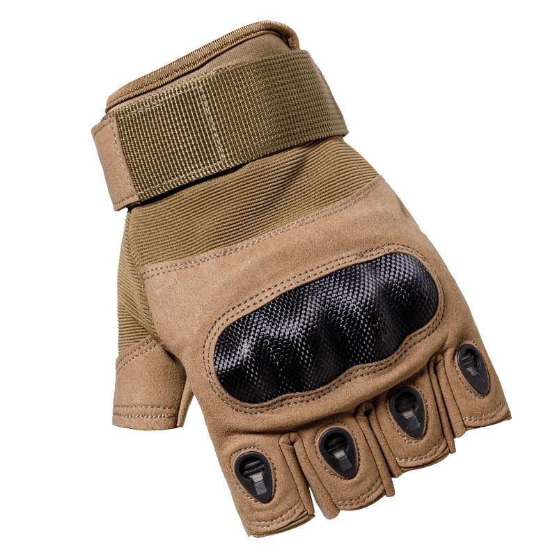 Half Finger Gloves kavntuve Leather Motorcycle Khaki