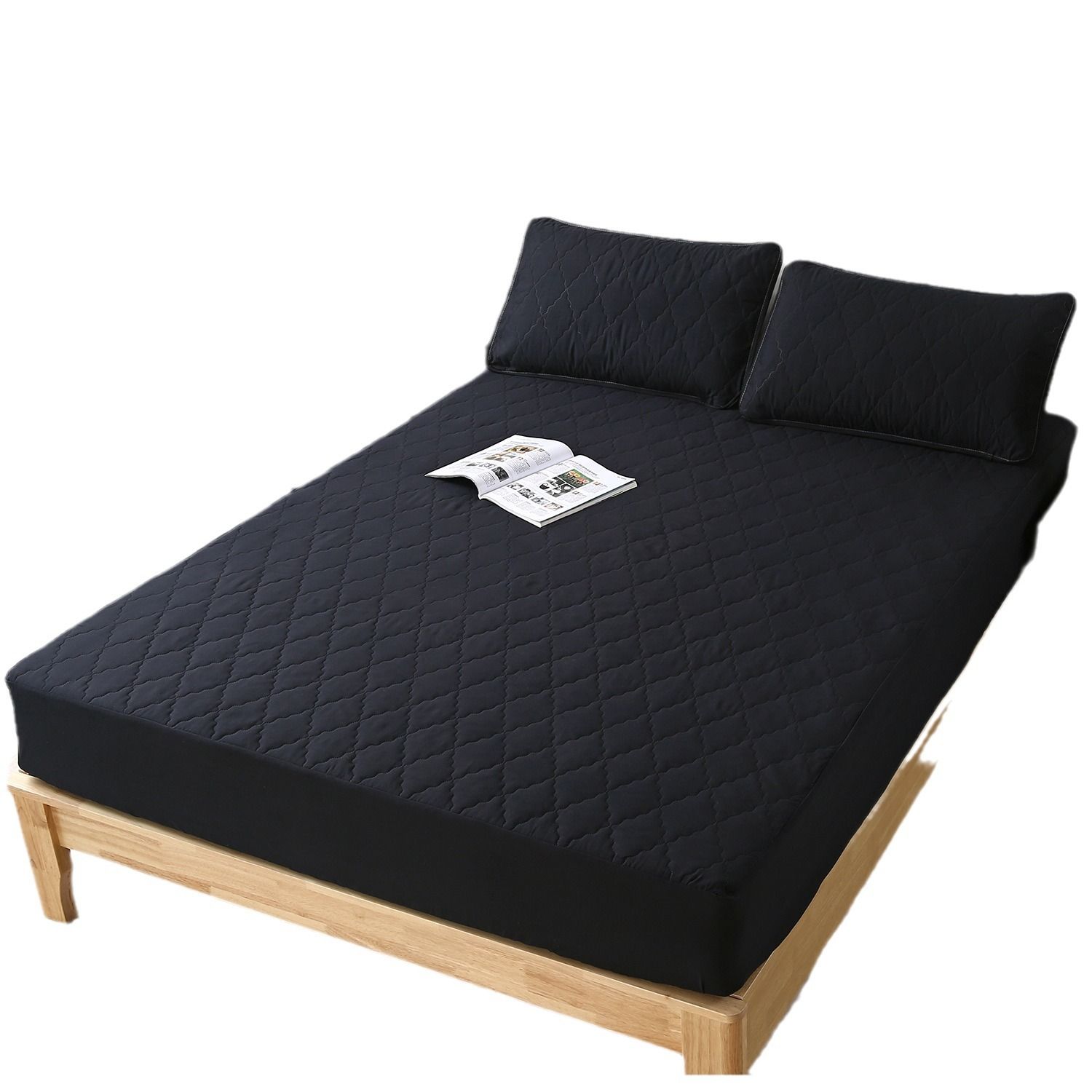 Waterproof Fitted Sheet Rhombus Black 90x200cm Rhombus-Black 180 * 200cm unit view 6