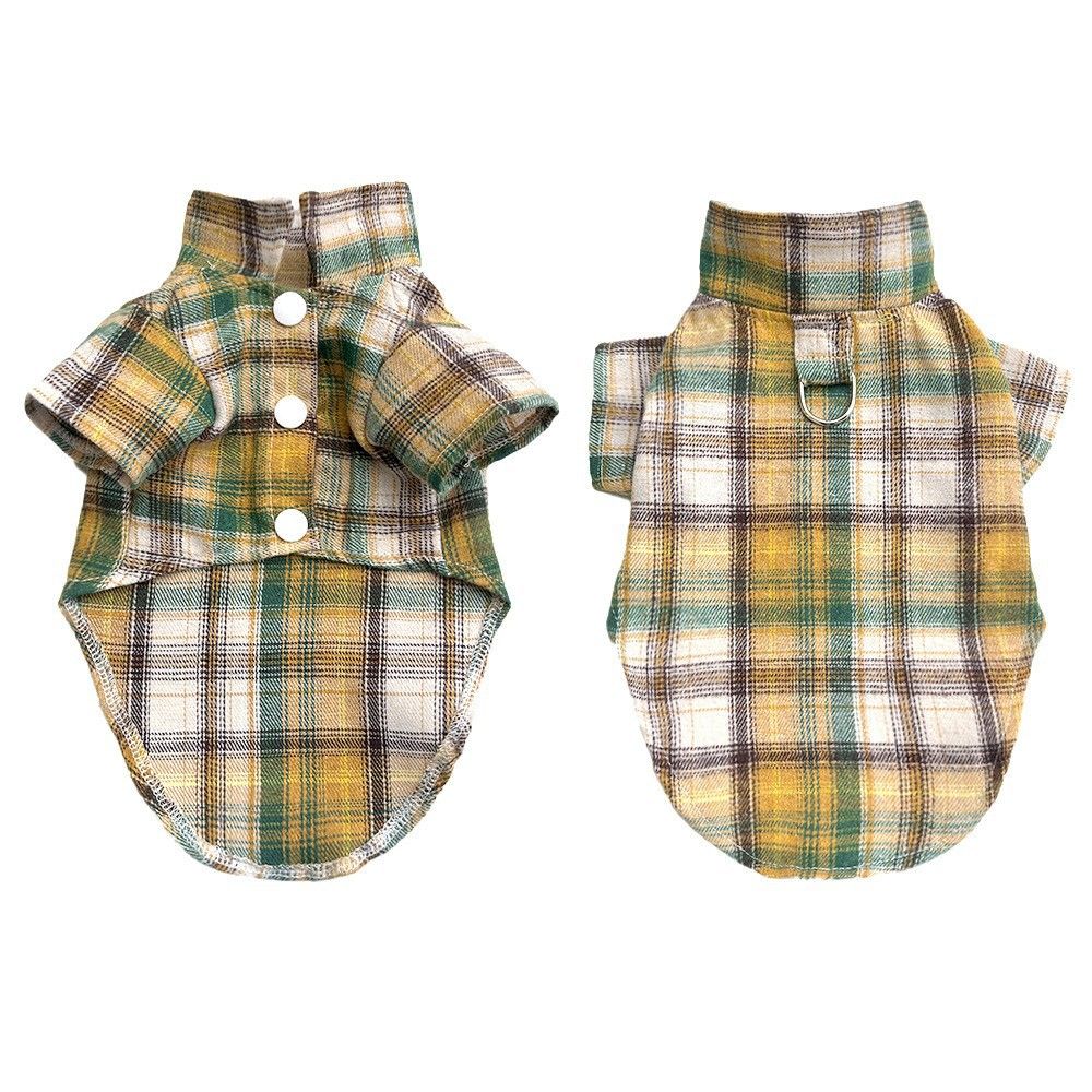 Shine Dog Plaid Shirt Suit Wedding Teddy Yellow and green plaid shirt with — image 1