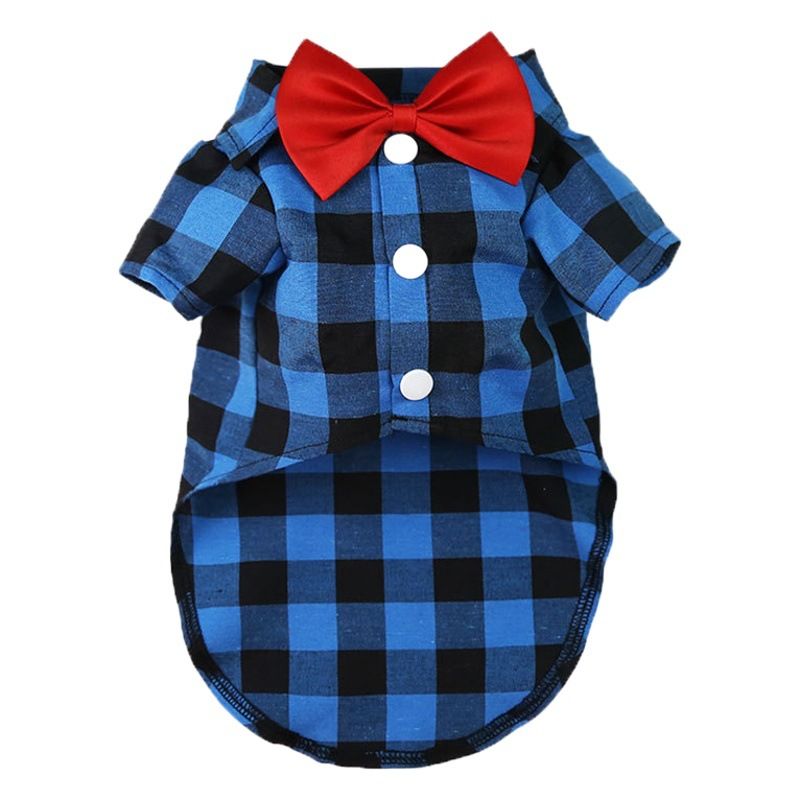 Shine Dog Plaid Shirt Suit Wedding Teddy Brown Plaid Shirt with D-Button M view 2