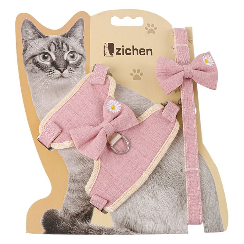 Zichen Cat Harness Vest Style Cotton Traction Rope Pink (melody bow) S(1.0 view 2