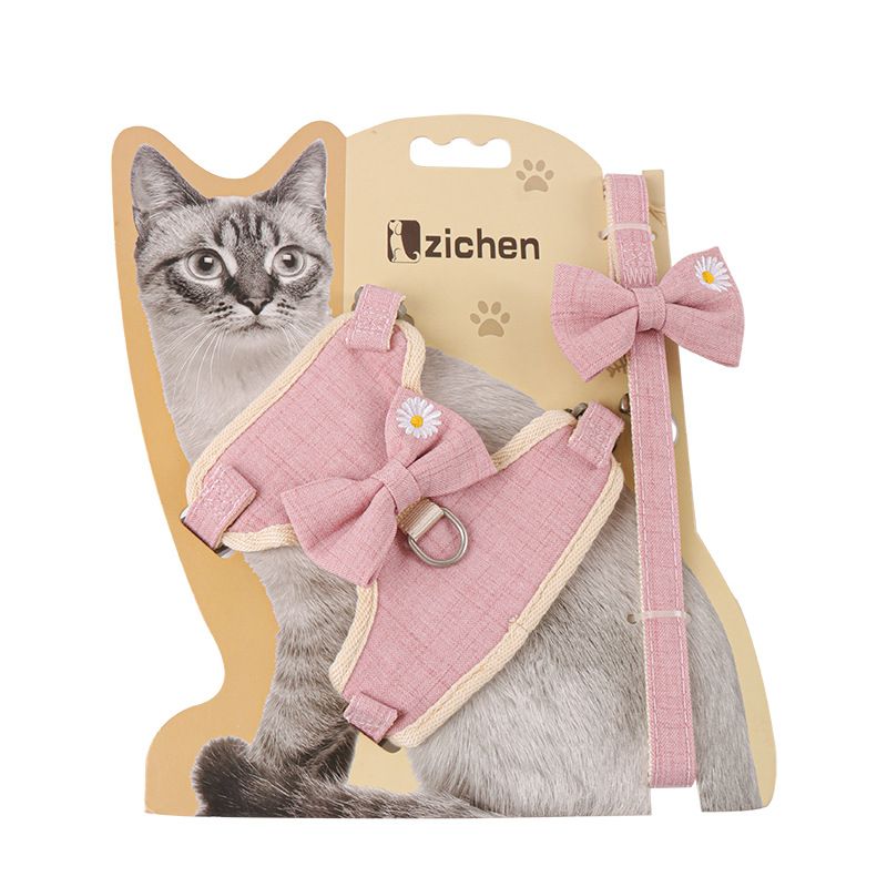Zichen Cat Harness Vest Style Cotton Traction Rope Pink (melody bow) S(1.0 view 5