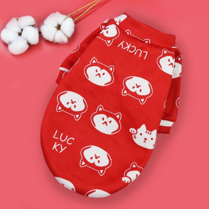 Shine Pet Sweatshirt Cartoon Print Two Leg 227 two-leg composite velvet red — image 1