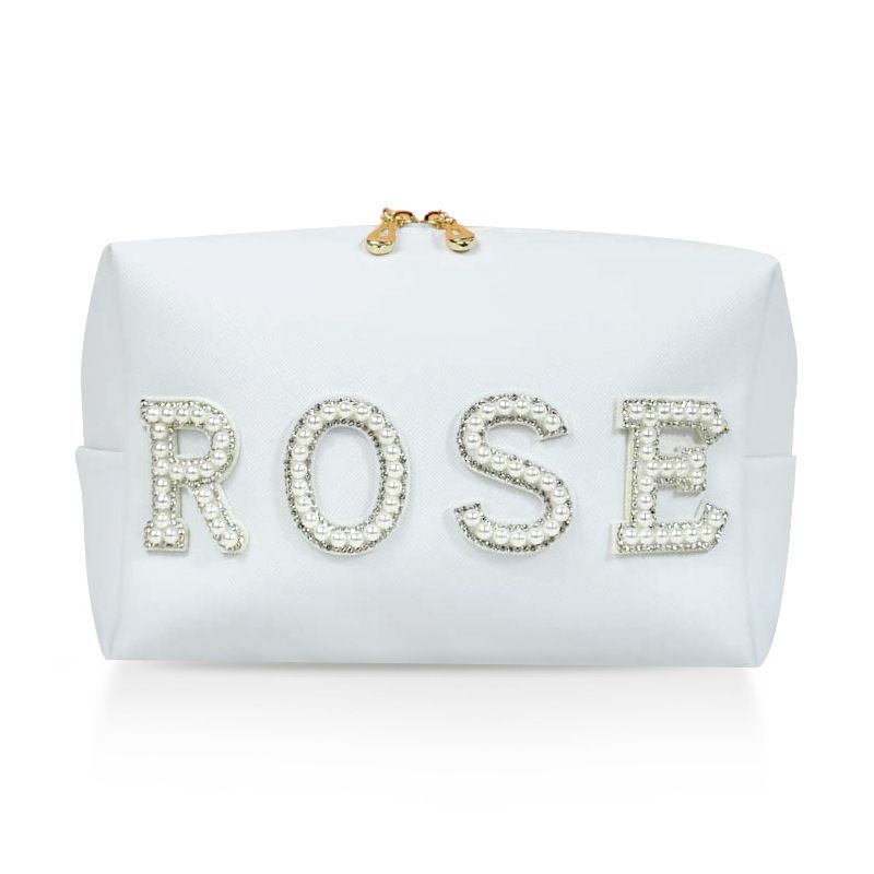 Cosmetic Bag Customizable PU Cube Makeup Travel Storage Large size-rose