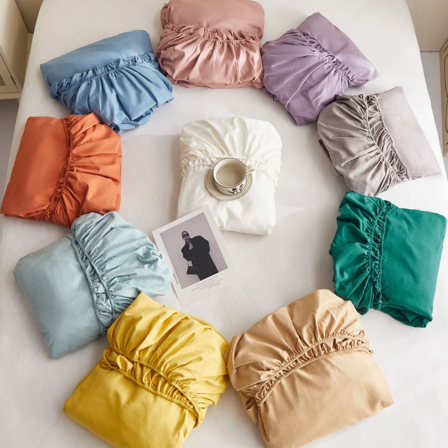 Poem snack Moon Fitted Sheet 100 Cotton Brushed Noble White Fitted Sheet view 3