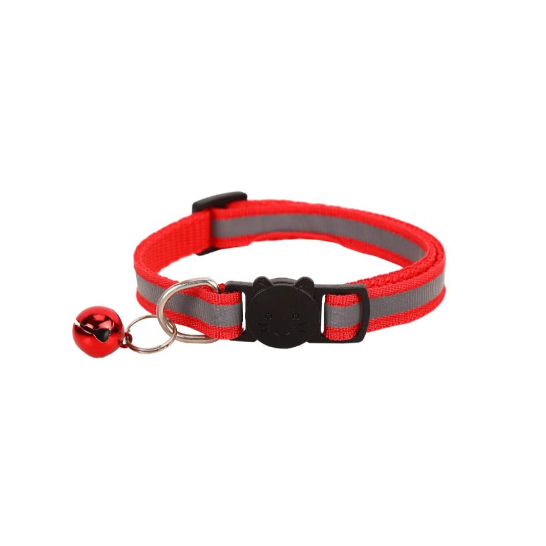 Cat Collar Pei Pet Reflective Safety Buckle Polyester Purple Width 1.0CM size view 2