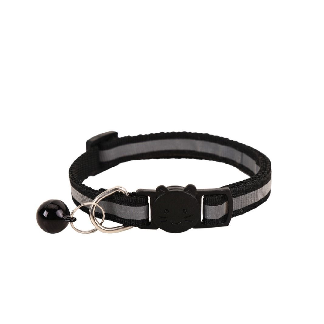 Cat Collar Pei Pet Reflective Safety Buckle Polyester Black Width 1.0CM size view 5