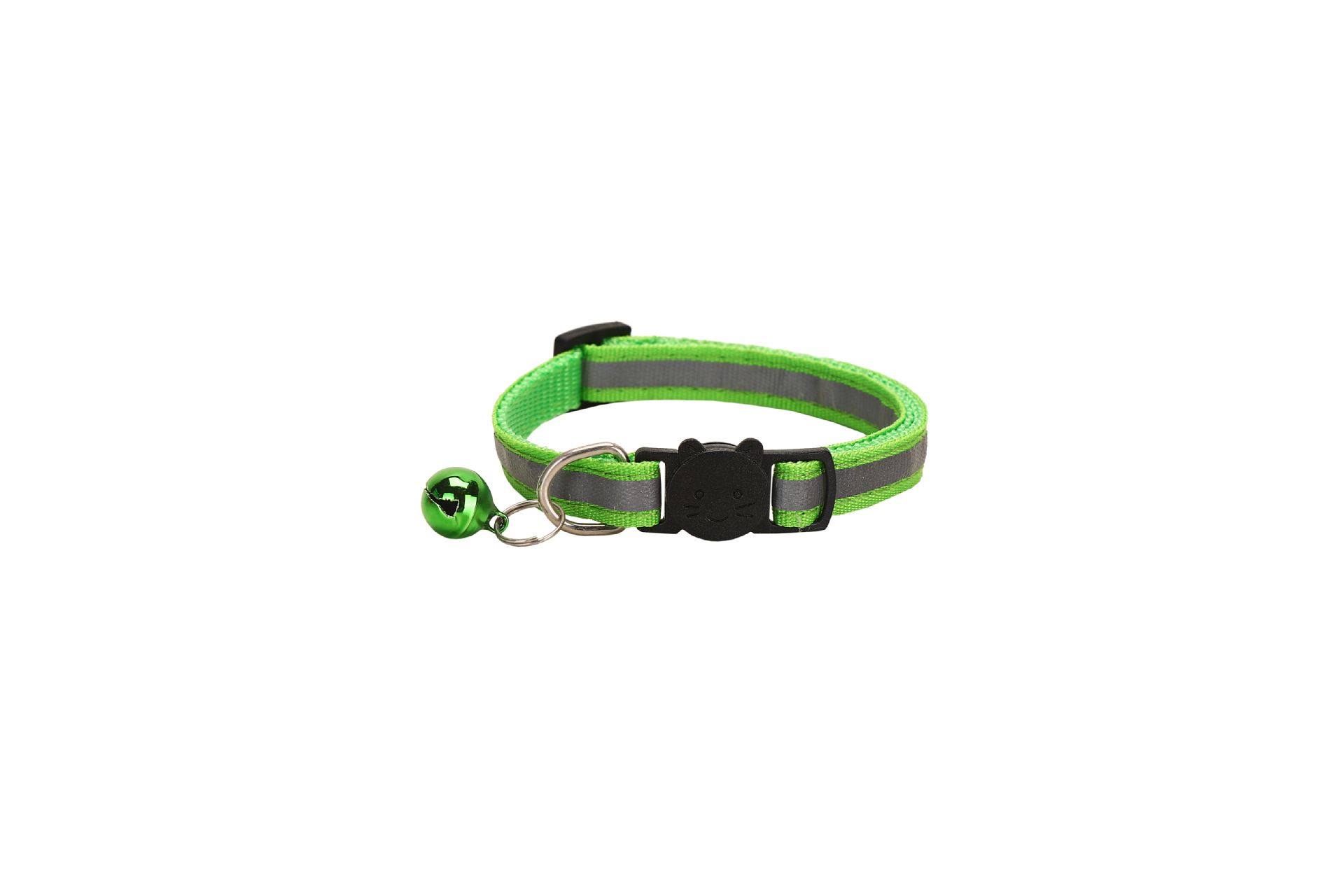 Cat Collar Pei Pet Reflective Safety Buckle Polyester Light green Width 1.0CM — image 1