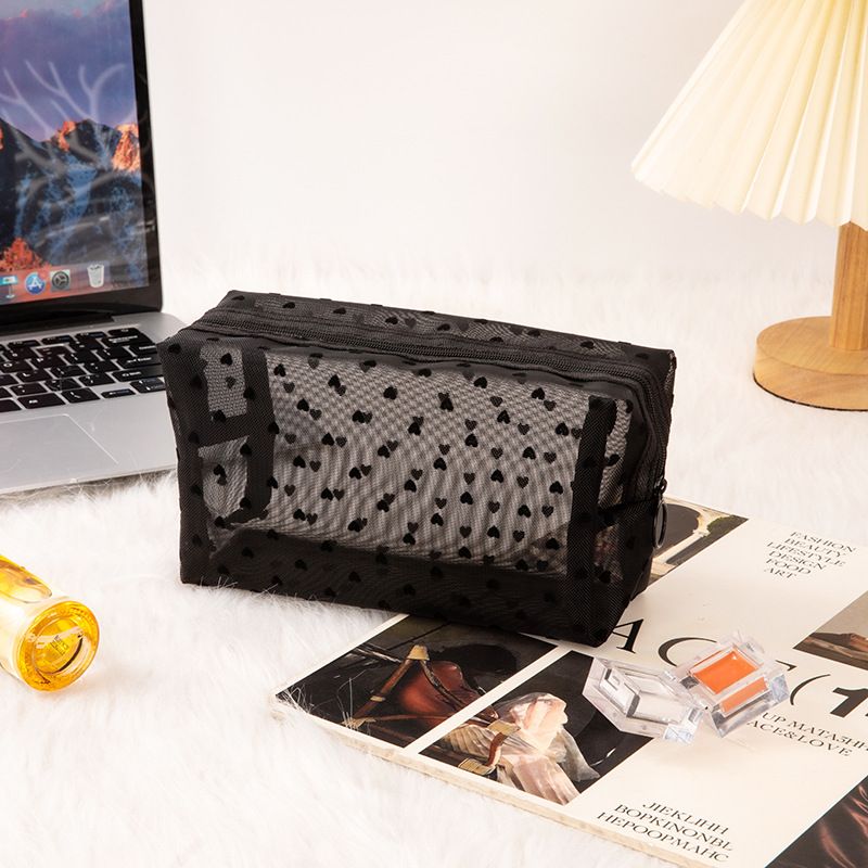 Portable Makeup Bag Large Capacity Travel Cosmetic Black Octagonal Medium