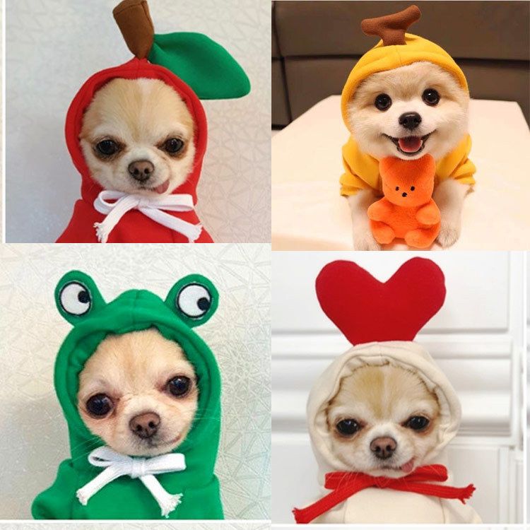 Shine Pet Hoodie Dog Cat Fruit Design Drawstring Apricot Elk S (bust 38CM view 4