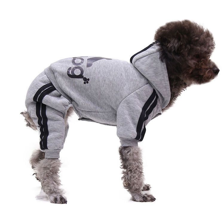 Shine Pet Dog Cat Clothes Sweatshirt four-legged adog sweater gray L (back — image 1
