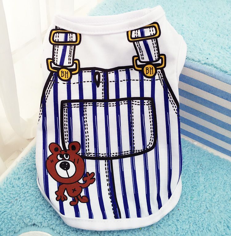 shine Pet Vest Polyester Mesh Dog Cat Clothing Vest-bear fake strap dark blue — image 1