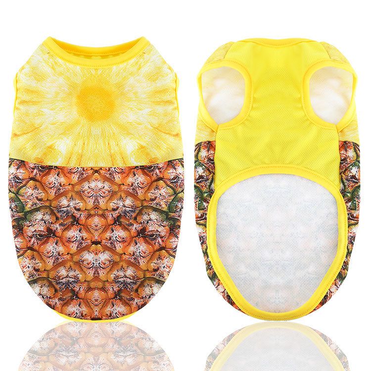 shine Pet Vest Polyester Mesh Dog Cat Clothing Vest-3D realistic pineapple XXL — image 1