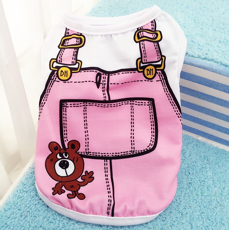 shine Pet Vest Polyester Mesh Dog Cat Clothing Vest-bear fake strap pink S — image 1