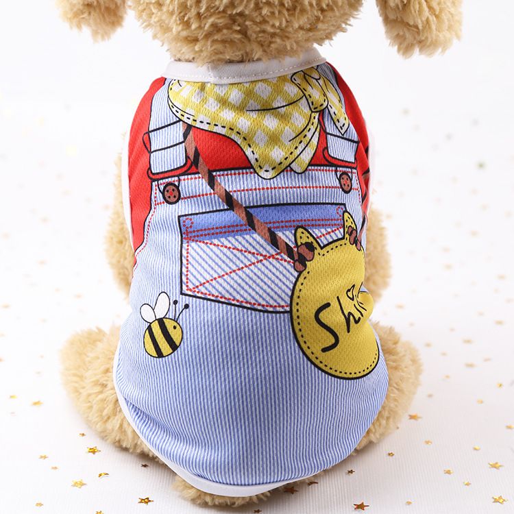 shine Pet Vest Polyester Mesh Dog Cat Clothing Vest-fake strap yellow scarf M — image 1