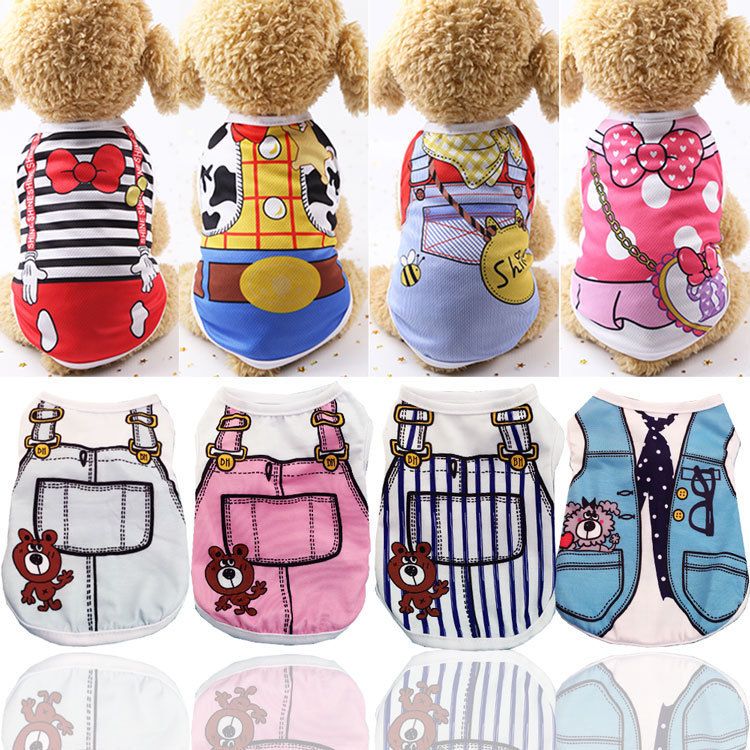 shine Pet Vest Polyester Mesh Dog Cat Clothing Vest-bear fake strap pink XS view 2