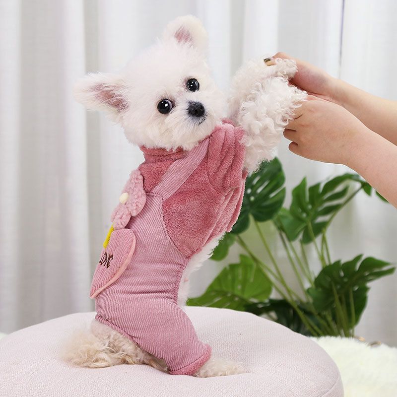 shine Corduroy Four Leg Dog Clothes for Small Dogs 216 four-leg thick pants view 5
