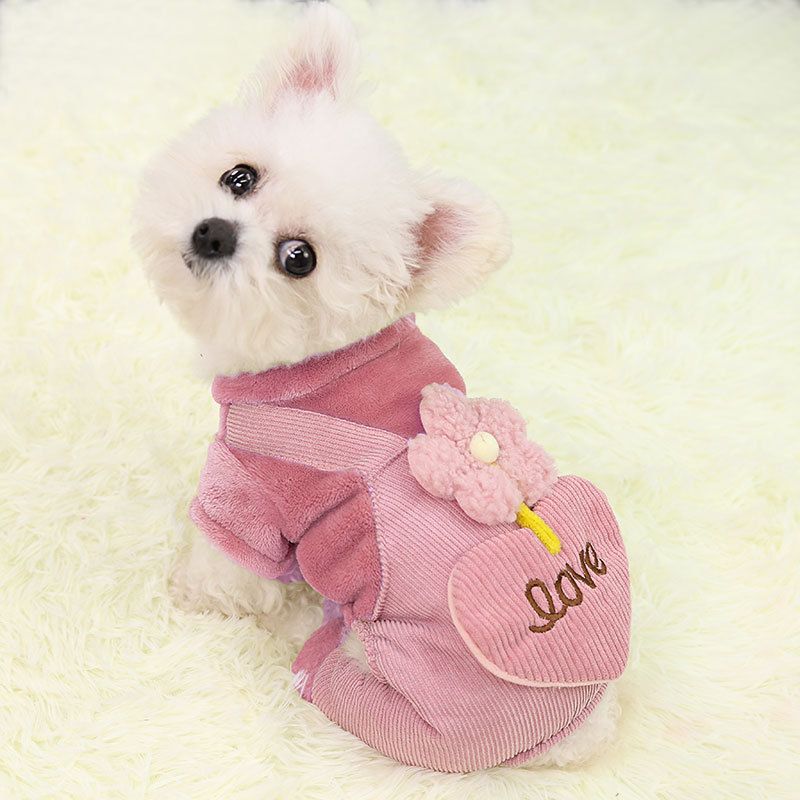 shine Corduroy Four Leg Dog Clothes for Small Dogs 216 four-leg thick pants view 4