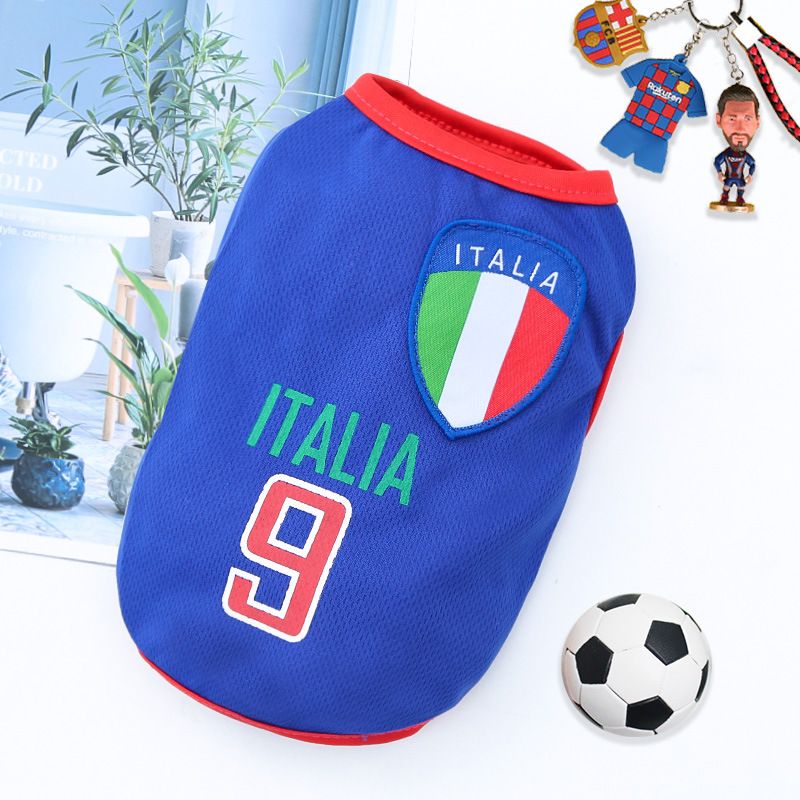 Pet Vest Polyester Soccer Basketball Style Other Deep Blue No. 9 Italy S (bust — image 1