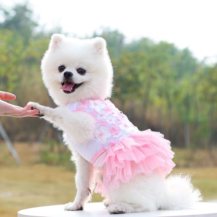 Cotton Princess Pet Dress Dog Cat Clothing Peach blossom skirt purple M (bust view 4