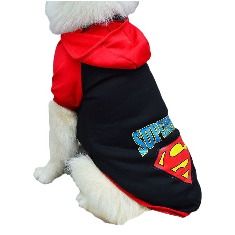 Pet Hoodie Sweatshirt Shine Superman Cotton Hooded Superman Black XXL (bust 52CM) view 2
