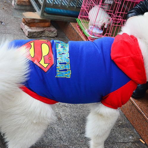 Pet Hoodie Sweatshirt Shine Superman Cotton thin two-legged superman black XS view 5